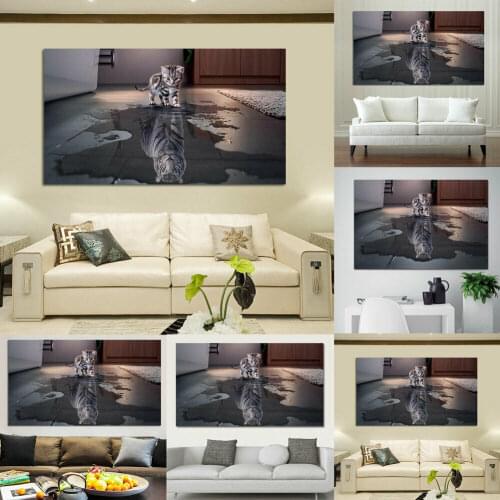 Frameless Modern Abstract Painting Decor Cat or Tiger Wall Decorative Canvas Art Home Decoration