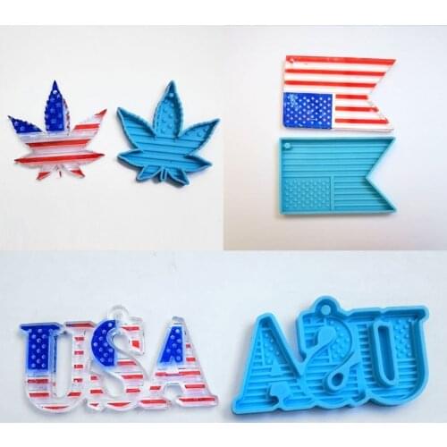 American Flag Keychain Epoxy Resin Mold Earrings Necklace Silicone Mould DIY Crafts Jewelry Pendants Casting Tool