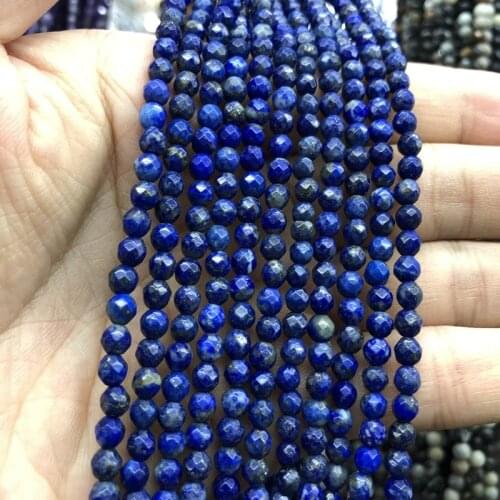 Natural Lapis Lazuli Faceted Beads,Facted Stone Beads 4mm 6mm 8mm 10mm 12mm Gem Stone Jewelry beads,1of 15"strand