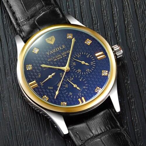 Yazole Top Brand Luxury Watches Men Auto Date Week Mens Watch Men Watch Fashion Quartz Watch relogio masculino reloj hombre