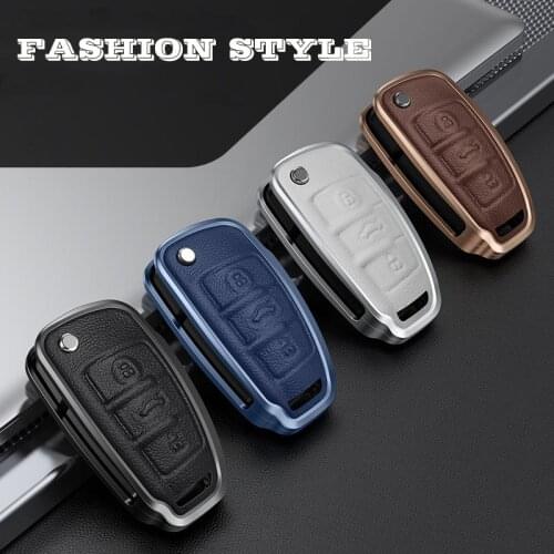 Leather Alloy Car key Case Cover Decoration For Audi C5 C6 R8 A1 A3 Q3 A4 A5 Q5 Q7 A6 S6 A7 B6 B7 B8 8P 8V 8L TT RS RS3 S3 Sline