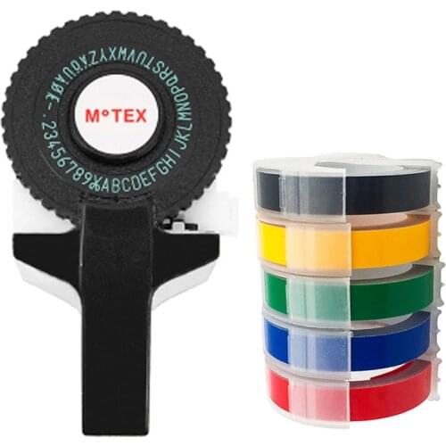 Black Motex E101 Manual Label Maker DIY Hand Decorative Tape Manual Typewriter for 9mm 3D embossing PVC plastic label tapes