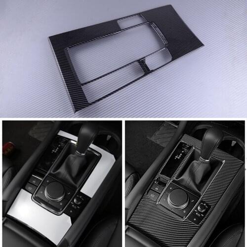 DWCX Carbon Fiber Texture Black Interior Car Console Gear Shift Panel Cover Frame Sticker Trim ABS fit for Mazda 3 2019 2020