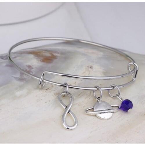 Crystal Beads globe infiniti signal adjustable Bracelet fashion planet Jewelry Charming bangle B118