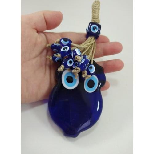 Tasselled Owl Evil Eye Wall Hanging Handmade Glass Bead Pendant Charm Turkish Amulet Talisman Nazar Protector Boho Home Decor