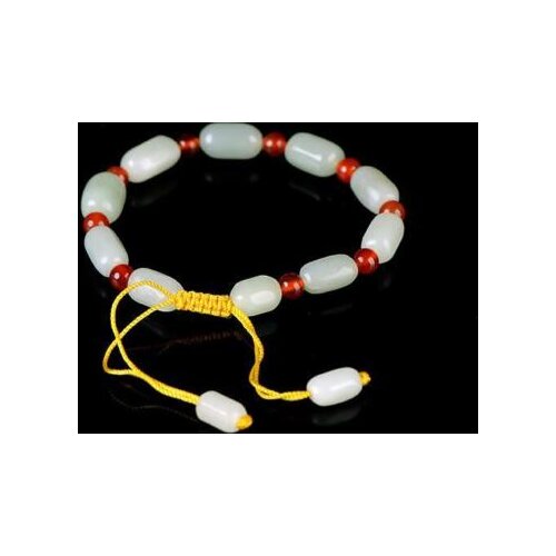 Chinese 100% Natural Hetian Nephrite Jade Bangle Bead Bracelet 16MM