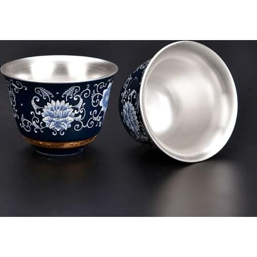 Cloisonne Tea Cup Tea Cup Cup Master Cup Kung Fu Tea Set Silver Cup Pure Silver 999 Health Cup Gilded Silver Cup Single Cup