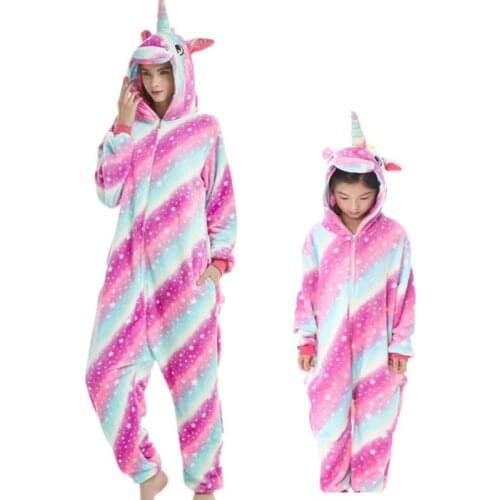 Kigurumi Onesie Kids Adult Panda Pajamas Woman Baby Animals Jumpsuits Boys Girls Cosplay Sleepwear Family Matching Clothing
