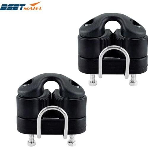 2PCS Black Composite Ball Bearing Cam Cleat with leading Ring Pilates Equipment Boat Fast Entry Rope Wire Fairlead Sailing