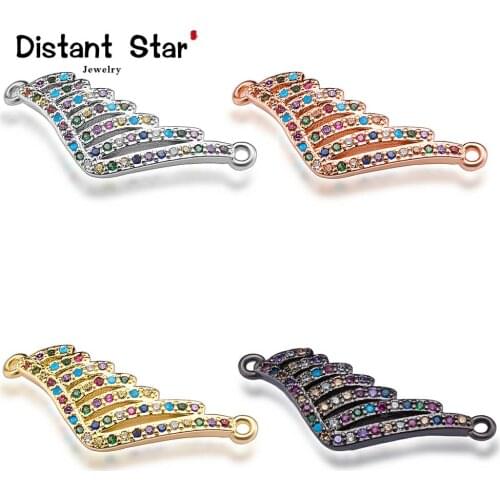 Colorful wings high quality bracelet jewelry connector accessories diy jewelry bracelet making gift micro pave cz copper