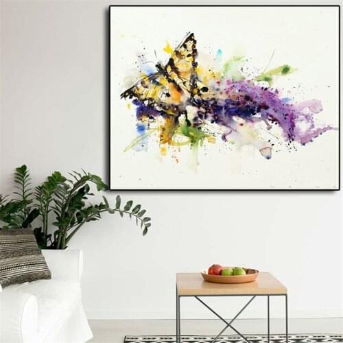 Butterfly Flower Minimalist Watercolor Art Canvas Poster Painting Wall Picture Print Modern Home Bedroom Decoration Accessories