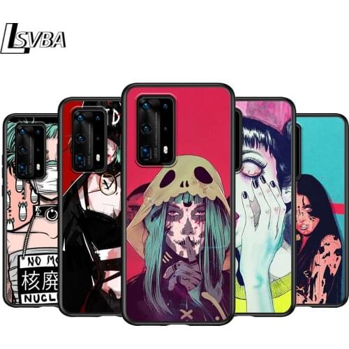 Fashion Trend Anime Girls For Huawei P Smasrt 2018 2019 2020 2021 Smart S/Z Smart Plus Smart Pro Black Soft Cover Phone Case