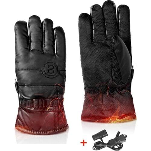 Motorcycle Heated Glove Warm Electric Waterproof PU Leather Gloves Riding Sports Men Women Smart Heating Gloves 2021 Winter