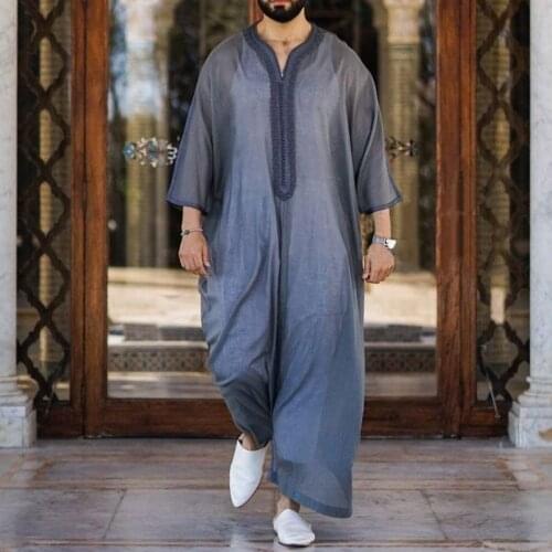 Muslim Mens Long Shirt Loose Casual Fashion Robe African Simple Long Sleeve 2021 Summer Mens Traditional Plus Size Clothing