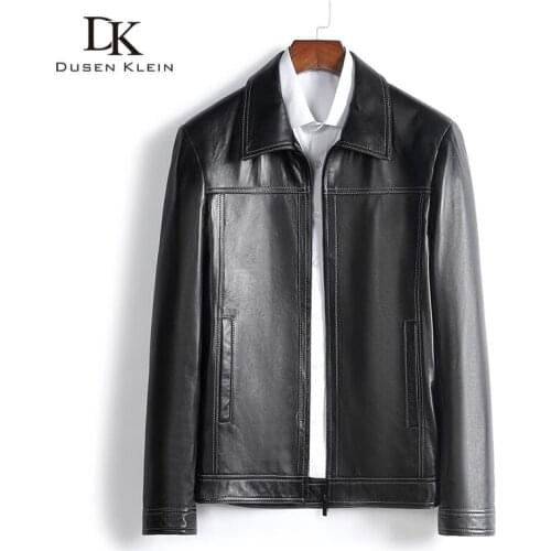 Men Genuine Leather Jacket Real Sheepskin Leather Jackets Casual Short Black Pockets Autumn New Jacket for Man 2001