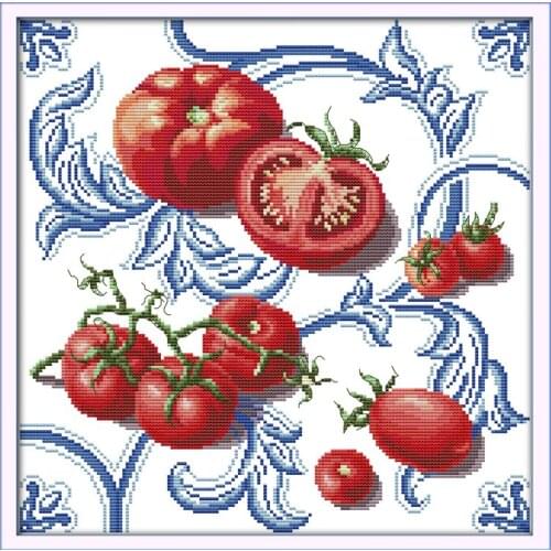 Tomato pattern Cross Stitch Kits Bedroom Printed pattern canvas Chinese Embroidery Needlework set Flower Cross-stitch Home Decor