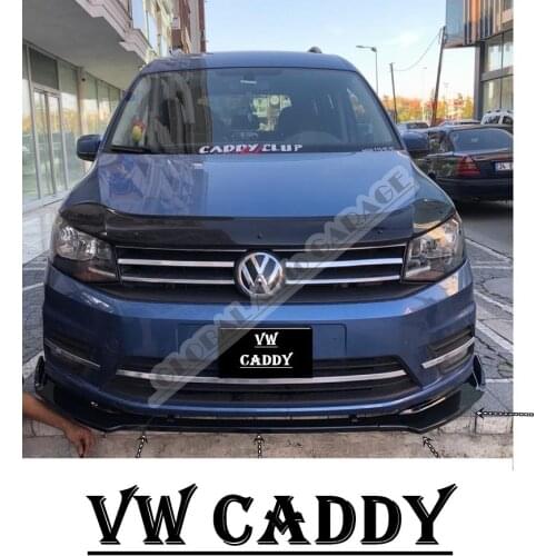 For VOLKSWAGEN CADDY Front Bumper Attachment Lip 2007-2020 Piano Glossy Black Splitter Diffuser Universal Spoiler Bumper Flaps