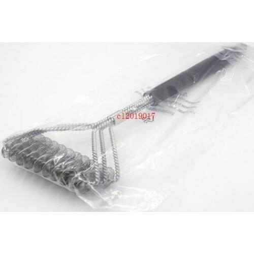 Stainless Steel Barbecue Grill Cleaner Brush Three Wire Spring With Handle Durable Non-stick Cleaning Brushes BBQ Tools