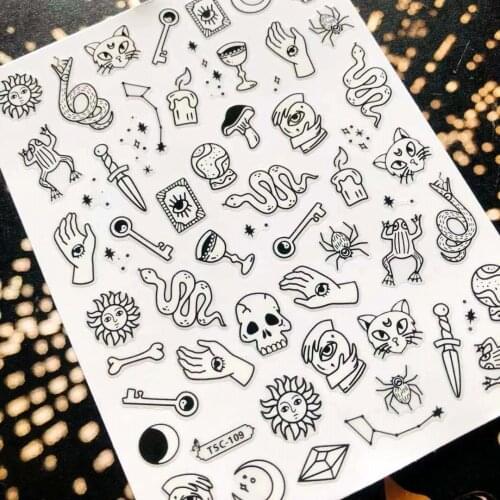 Newest TSC-109 punk designs 3d nail art sticker nail decal accessories