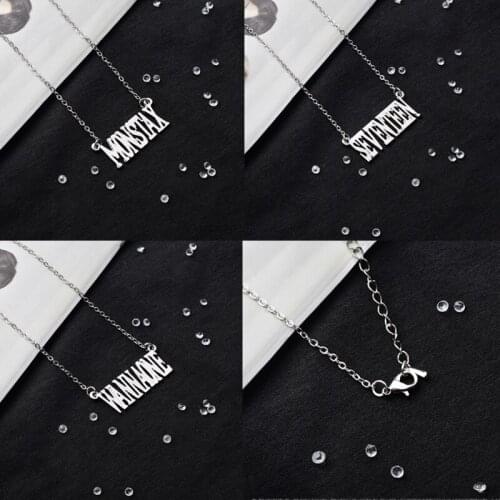 KPOP Seventeen Wannaone Monsta X Necklace Celebrity Inspired Necklace Men Korean Style Titanium Steel Necklace pendant necklace