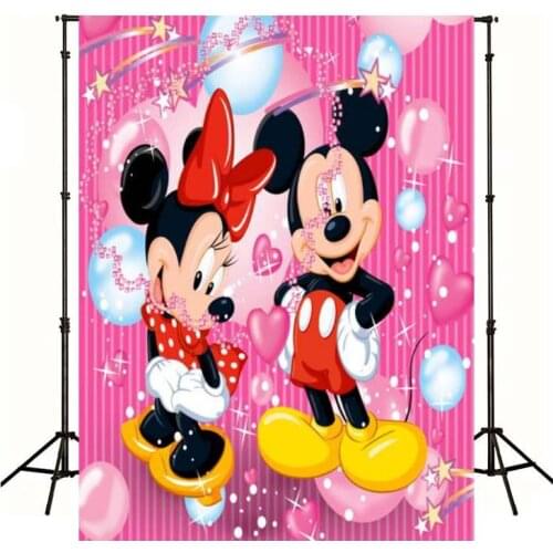 Customize Cartoon Pink Mouse Photography Background Backdrop Kids Birthday Party Decoration Theatre Tapestry Photo Studio