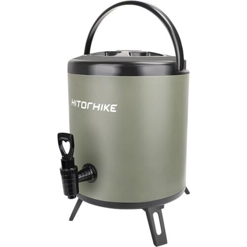 Outdoor Portable Camping Bucket 6L Insulation Bucket With Faucet Stainless Steel Double-layer Sealing Water Bucket For Camping