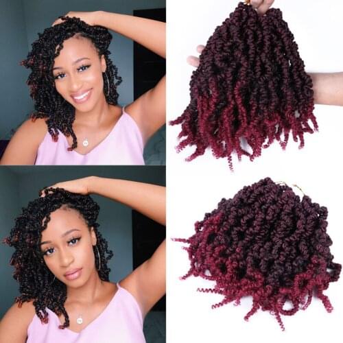Full Star Pre-twisted Spring Twist Hair 10 inch Passion Twists Crochet Braids Short Curly Bomb Twist Braiding Hair for Women