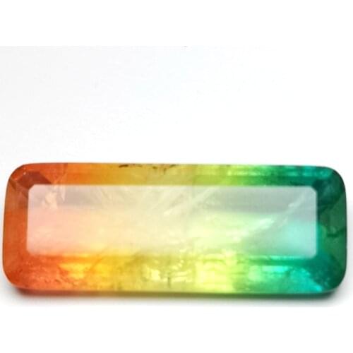 With cotton rectangular shaped 9X24mm three colors tourmaline Octagon step cut assembled stone cushion for DIY making