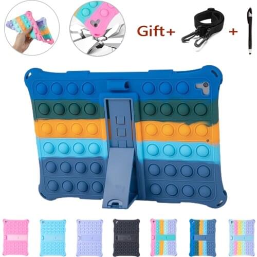 Pop Push It Bubble Silicon Cover Case for IPad (7th 8th Gen)10.2" Non-toxic Stand Case Funda for IPad Air3/Pro10.5"+ Strap+ Pen