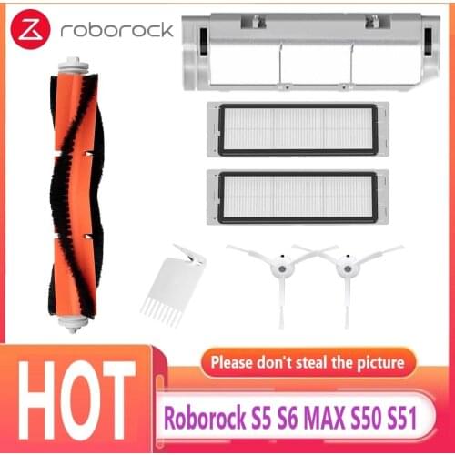 For Xiaomi Roborock S6 S5 MAX S50 S51 Parts 2pcs HEPA Filter 1pcs Main Brush 2pcs Side Brush+1pcs Main Brush Cover Accessories