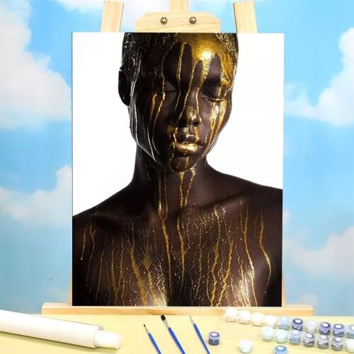 Black And Gold Woman DIY Painting By Numbers Kit Oil Paints 50*70 Picture By Numbers Photo Handmade Children Handicraft