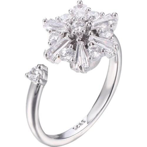 Bettyue Brand Fashion Luxury White Gold AAA Zircon Adjustable Flower Jewelry Rings For Women Florid Price Wedding Party Gift