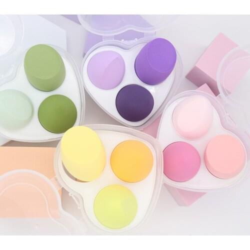1/3/4/pcs/box Spong Egg Puff Heart Shape Box Beauty Egg Set Wet and Dry Use Cosmestic Puff Sponge Egg Colorful Cosmestic Tool