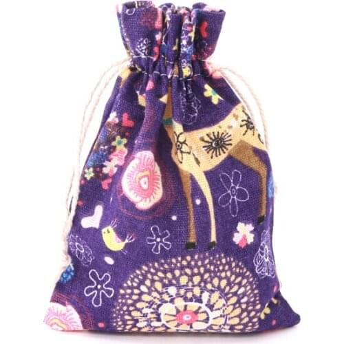 13*18cm Purple Deer Creative Bright Drawstring Hot-sale Jewelry and Cosmetics Sample Receiving Bag Jewelry Accessories 10 pcs