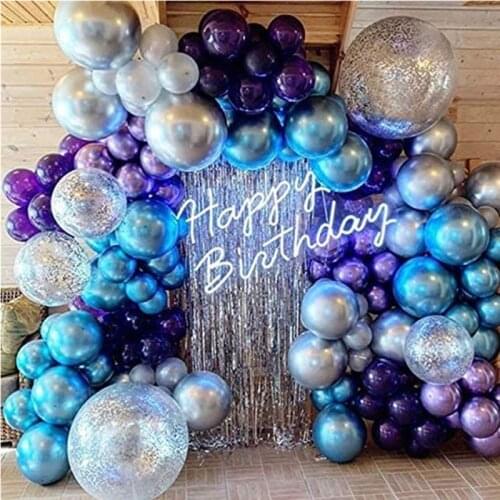 134Pcs Hero Themed Balloons Arch Chrome Metallic Silver Blue Purple Balloon Globos for Baby Shower Hero Birthday Party Decor