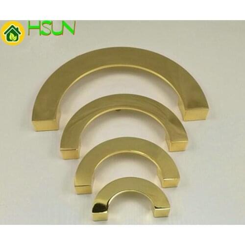 2.5'' 3.75'' 5'' 6.3'' Polished Gold Semicircle Dresser Pull Drawer Pulls Handle Knobs Drop Ring Kitchen Cabinet Door Handles