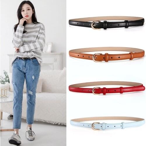 2019 Womens Fashion Belts Skinny Casual Belt with Golden Pin Buckle Formal Dress Belt Designer Waist Strap Genuine Leather Belt
