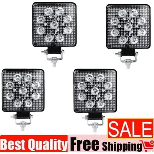 4 Inch 12V/24V 1800LM 27W Waterproof Square LED Work Light for Motorcycle / Tractor / Boat / 4WD Offroad / SUV / ATV