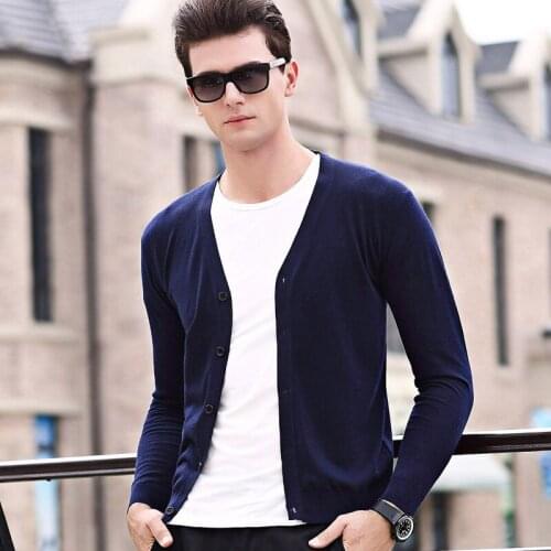 MRMT 2021 Brand Autumn Mens Sweater Pure Color Cardigan Casual V Collar Sweater for Male Cardigan Thin Coat Clothing Garment