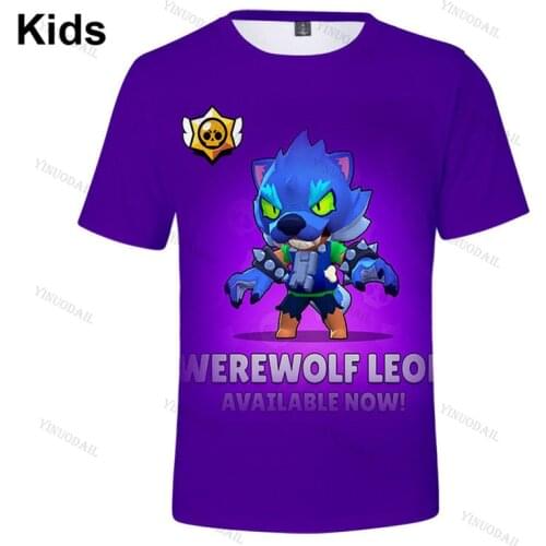 Browlers Mecha Crow and Star, Shooter Kids T-shirt Leon Shooting Game Spike 3D Shirt Tops Boys Girls Cartoon Tops Boys Clothes