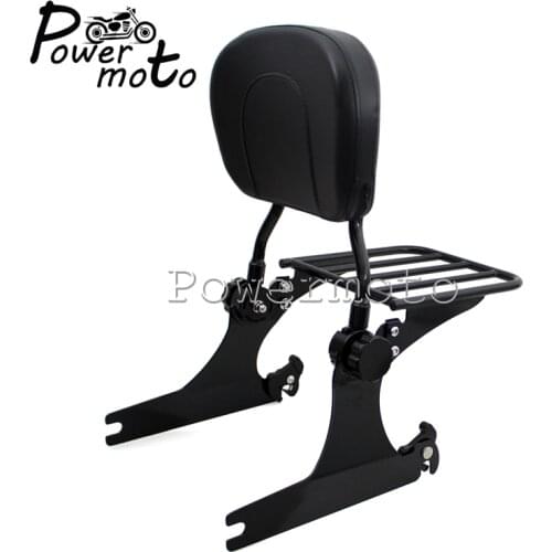 For Harley Dyna Street Bob Super Glide FXD FXDC FXDB FXDL Black Motorcycle Detachable Sissy Bar Backrest Luggage Rack
