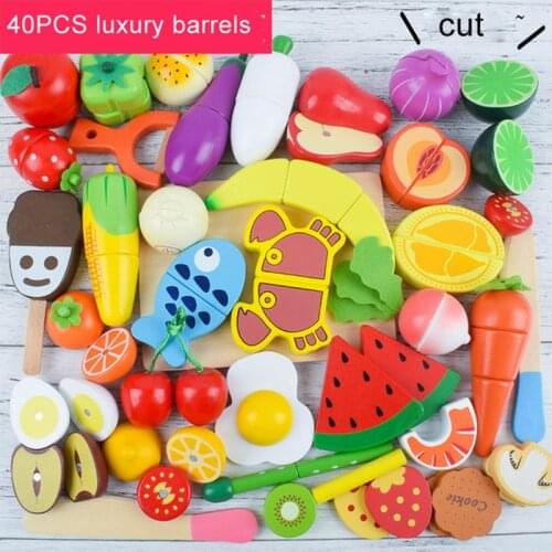 DIY Cute Wooden Cutting Fruit Vegetable Pretend Play Toy Set Kitchen Food Cook Cosplay Girls Children Kid Educational Toy Gifts