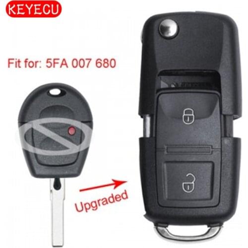 Keyecu Upgraded Flip Remote Car Key Fob 433MHz ID48 Chip for VW Bora Polo Golf Passat Lupo P/N: 5FA 007 680