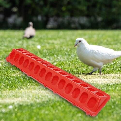 Red Bird Feeder Large Capacity Multifunctional Poultry Food Feeding Trough For Yard Long-handled Multi-outlet Feeding Device