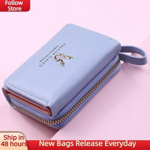 Kawaii Deer Girls Wallet Women PU Leather Short Wallet Trifold Korean Style Cute Zipper Purse Card Holder Christmas Gift Girls