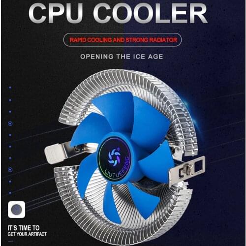 12V 3pin CPU Cooler Blue Aluminum Heatsink PC Radiator Cooling CPU Fan Hydraulic Bearing for Intel AMD 775 1150 1151 1155 Silent