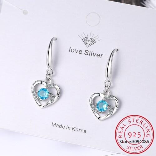 LEKANI 925 Sterling Silver New Woman Fine Jewelry High Quality Blue Pink White Purple Crystal Zirconia Hot Selling Earrings