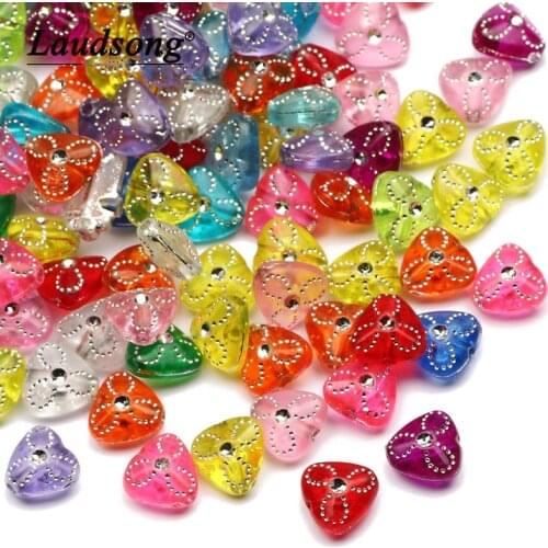 Fashion Triangle Flower Shape Mixed Colorful Acrylic Beads Loose Spacer Beads For Jewelry Making DIY Handmade Necklace Supplies