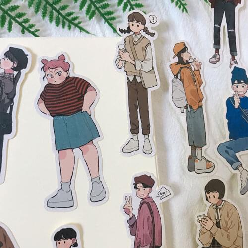 13PCS Korean men and women cute daily clothes Stickers Crafts And Scrapbooking stickers book Decorative sticker DIY Stationery