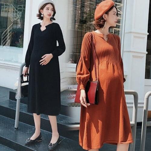 New Fashion Maternity Dress High Waist Loose spring autumn winter Skirt Pregnancy Clothes For Knit Pregnant Women Sweater